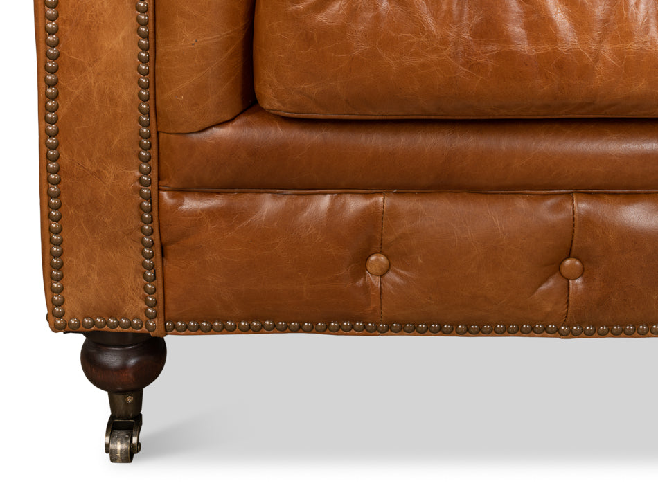 Tufted English Club Sofa, Cuba Brown by Sarreid Ltd - view 12
