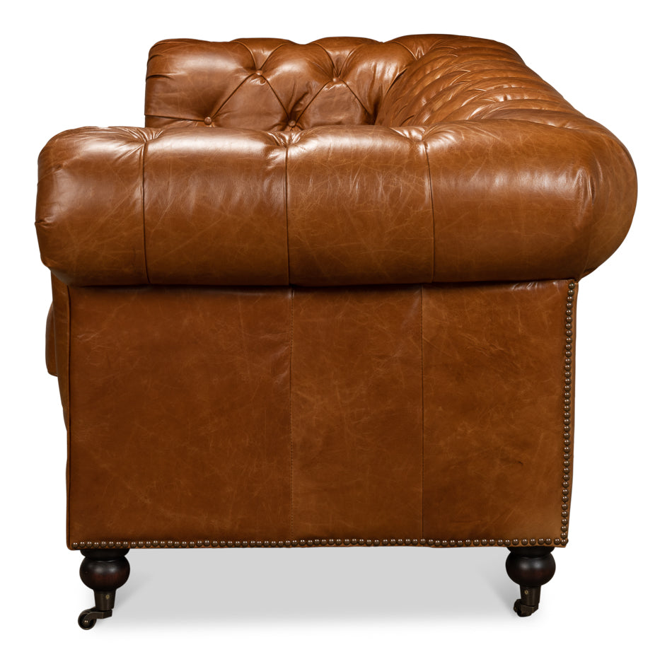 Tufted English Club Sofa, Cuba Brown by Sarreid Ltd - view 3