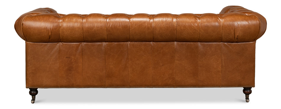 Tufted English Club Sofa, Cuba Brown by Sarreid Ltd - view 4