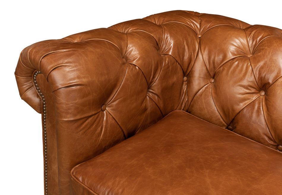 Tufted English Club Sofa, Cuba Brown by Sarreid Ltd - view 6