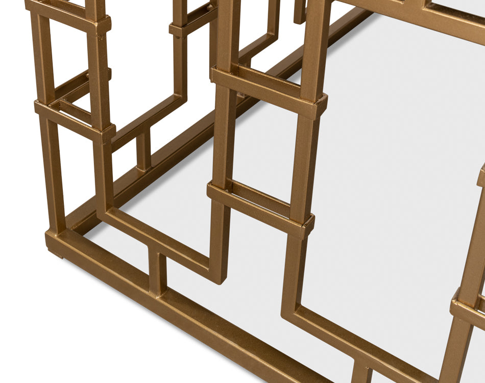 Brass Gate Cocktail Table W/ Wht Marble by Sarreid Ltd - view 10