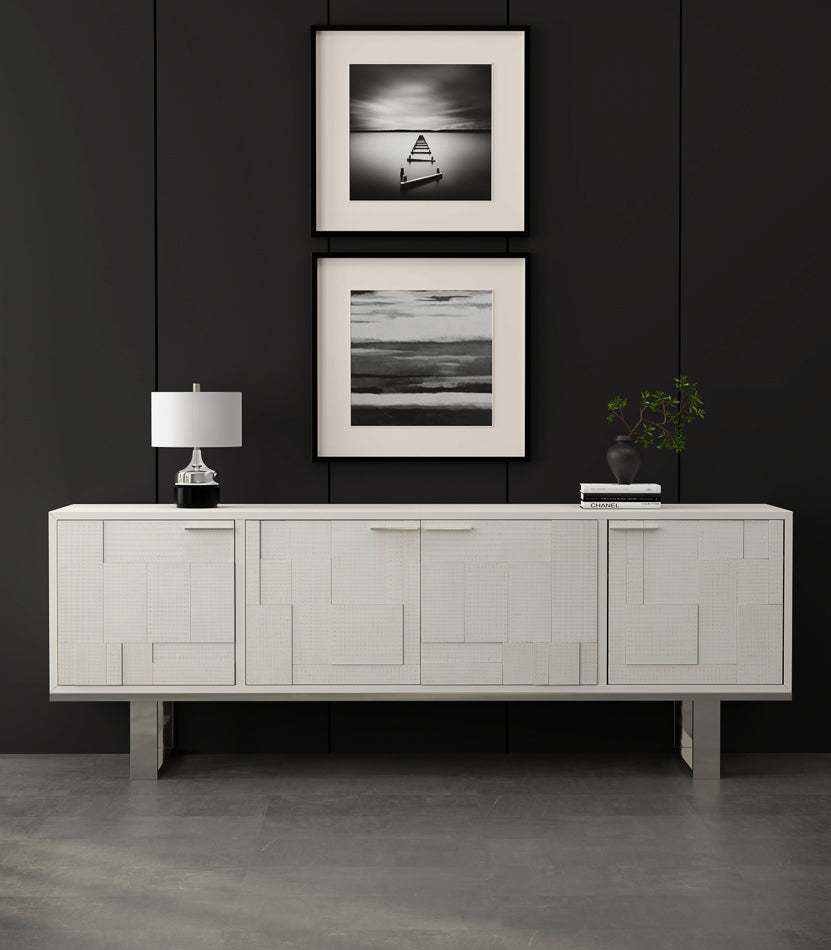 Bronzini Credenza, Embossed White by Sarreid Ltd - view 12