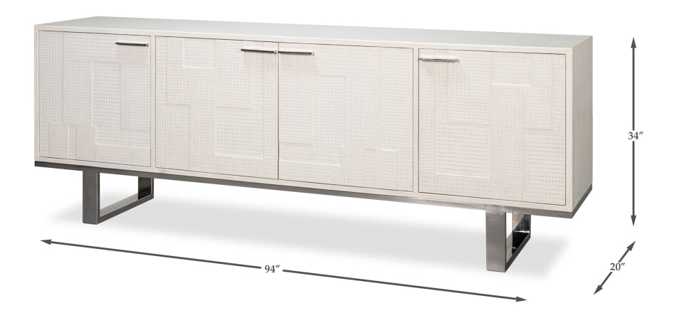Bronzini Credenza, Embossed White by Sarreid Ltd - view 6