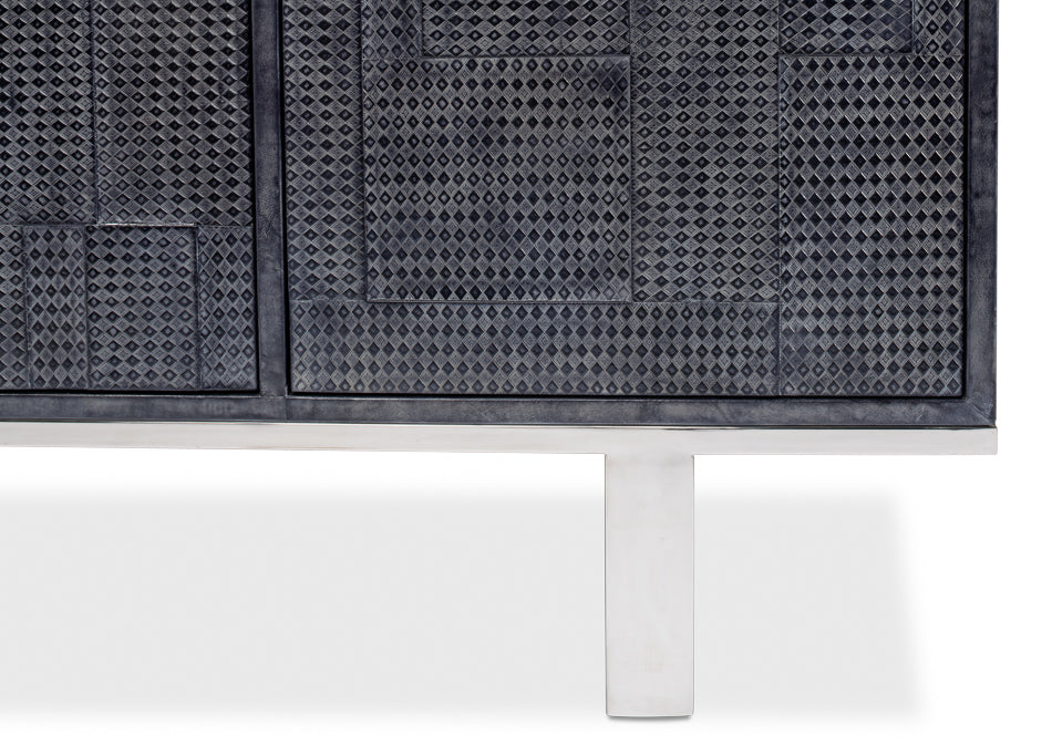 Bronzini Credenza, Embossed Blue/Grey by Sarreid Ltd - view 10