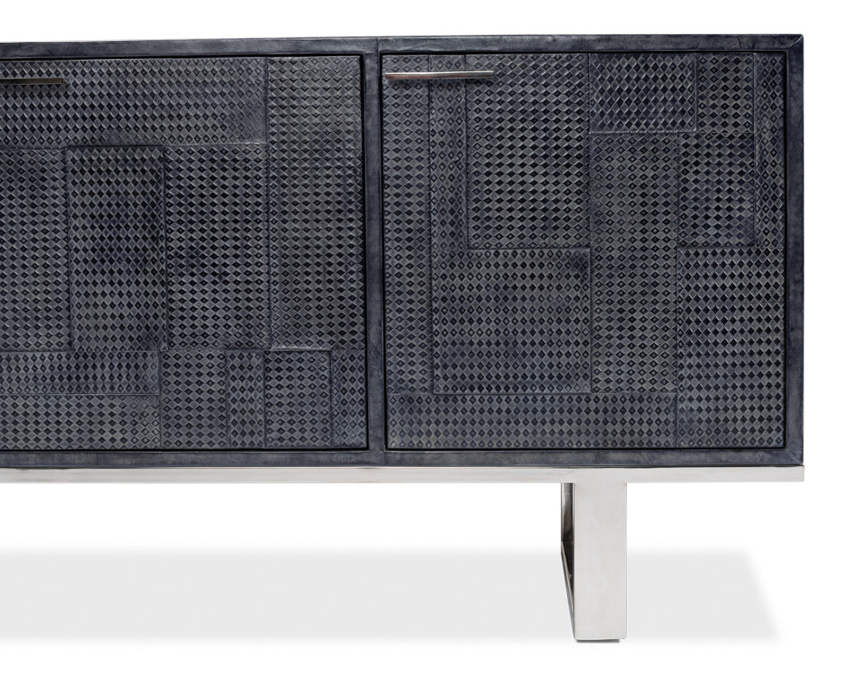 Bronzini Credenza, Embossed Blue/Grey by Sarreid Ltd - view 11