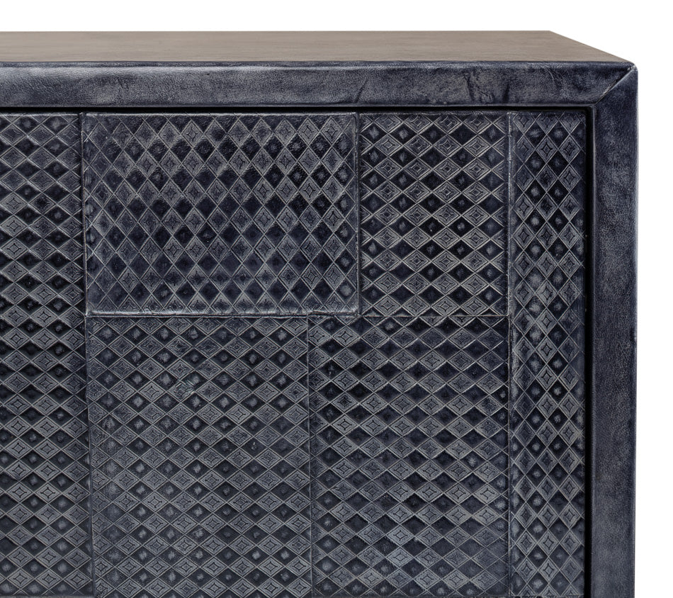 Bronzini Credenza, Embossed Blue/Grey by Sarreid Ltd - view 12