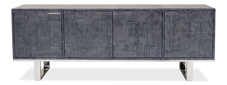 Bronzini Credenza, Embossed Blue/Grey by Sarreid Ltd - view 2