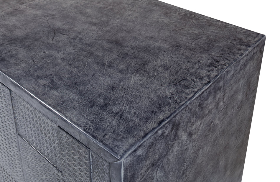 Bronzini Credenza, Embossed Blue/Grey by Sarreid Ltd - view 4