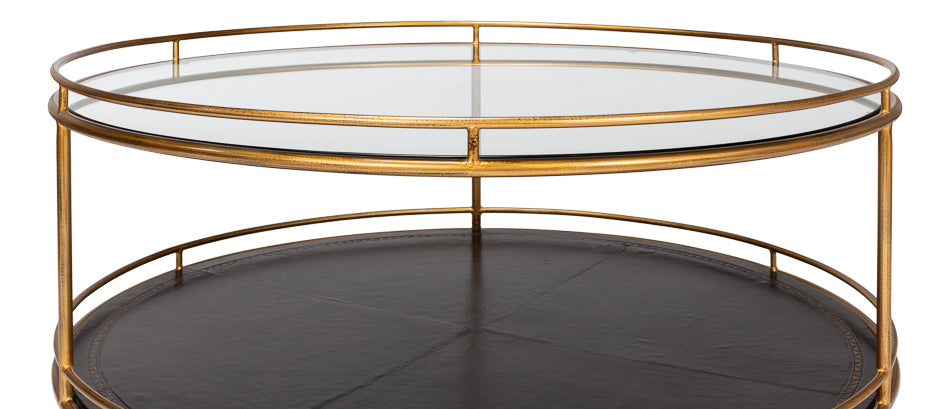 Trolley Round Cocktail Table by Sarreid Ltd - view 8