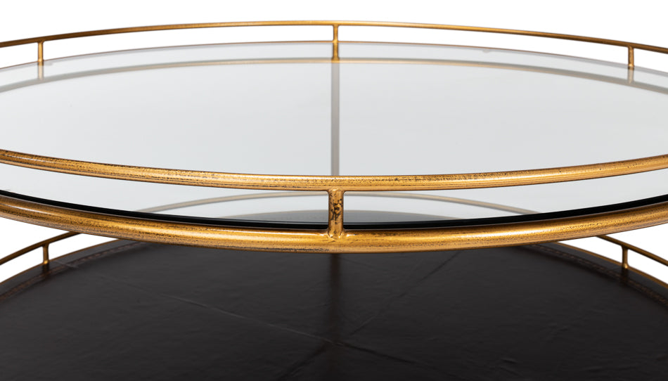 Trolley Round Cocktail Table by Sarreid Ltd - view 9