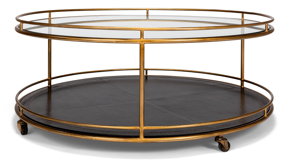 Trolley Round Cocktail Table by Sarreid Ltd - view 10
