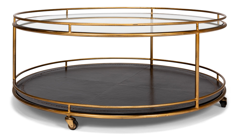 Trolley Round Cocktail Table by Sarreid Ltd - view 11