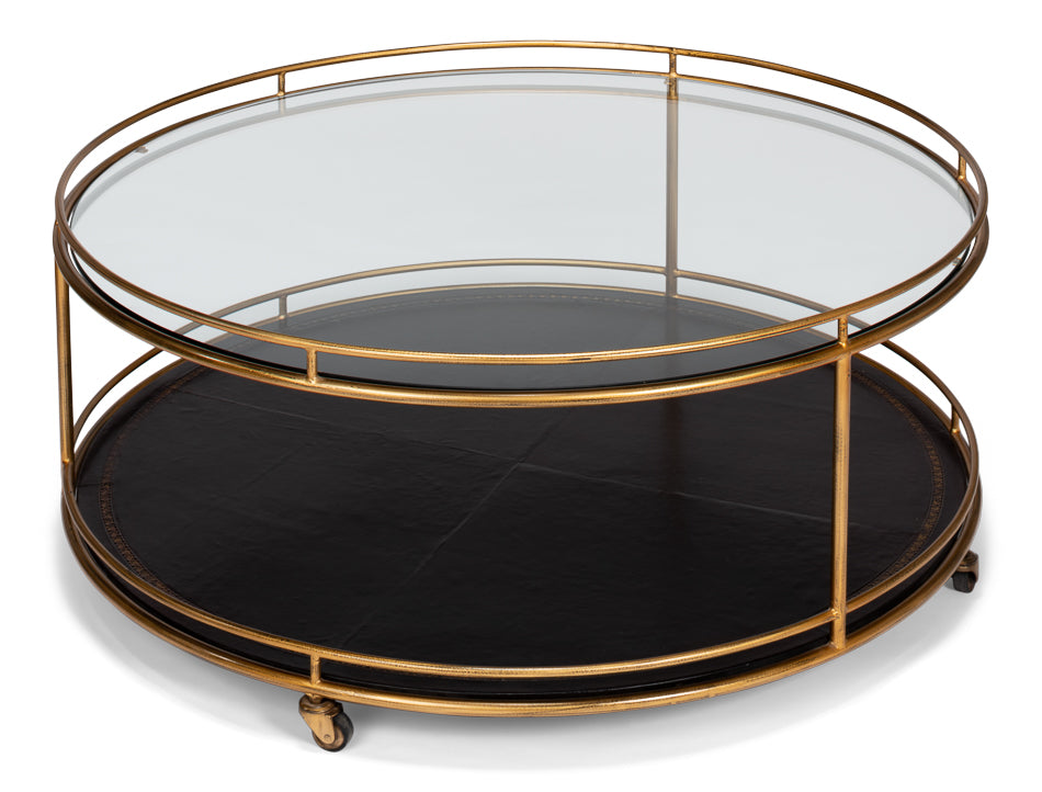 Trolley Round Cocktail Table by Sarreid Ltd - view 12