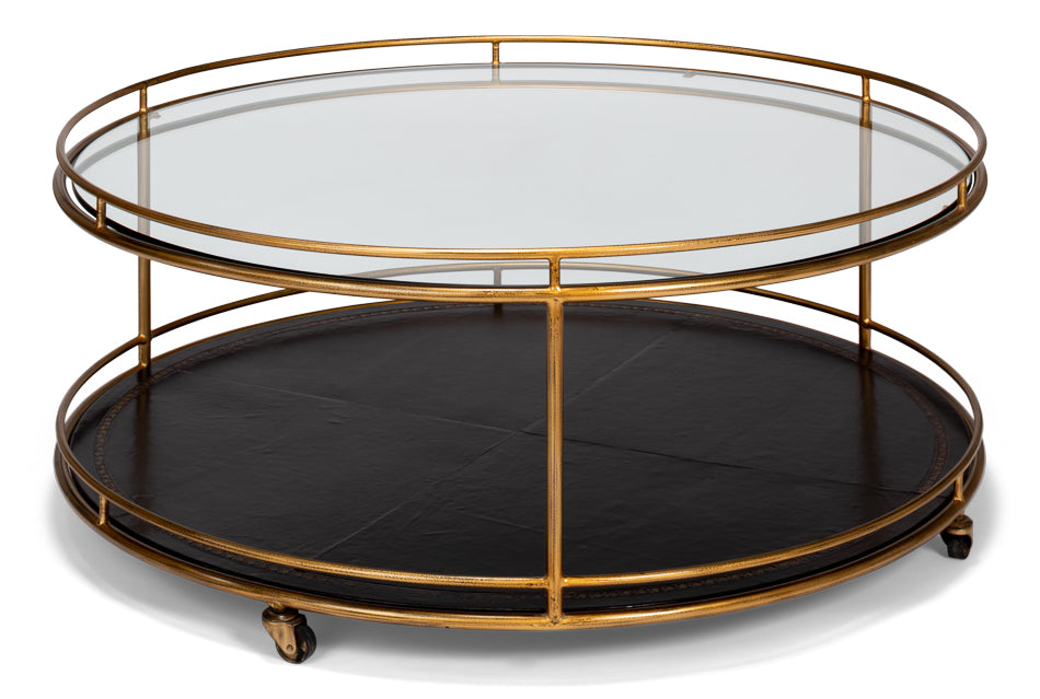 Trolley Round Cocktail Table by Sarreid Ltd - view 2