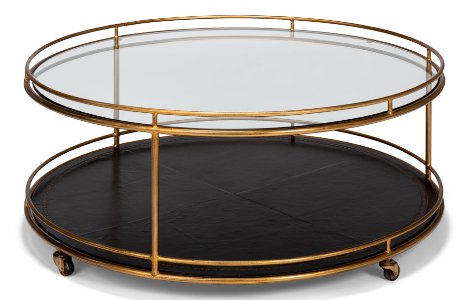 Trolley Round Cocktail Table by Sarreid Ltd - view 3