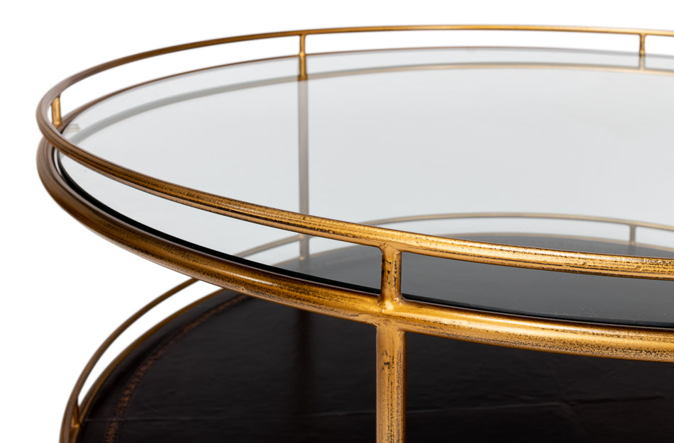 Trolley Round Cocktail Table by Sarreid Ltd - view 5