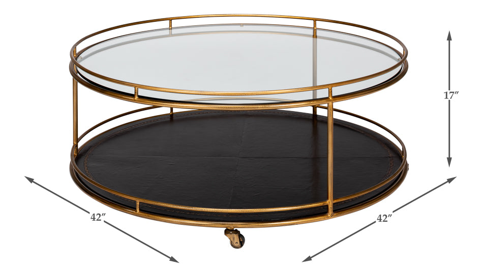 Trolley Round Cocktail Table by Sarreid Ltd - view 6