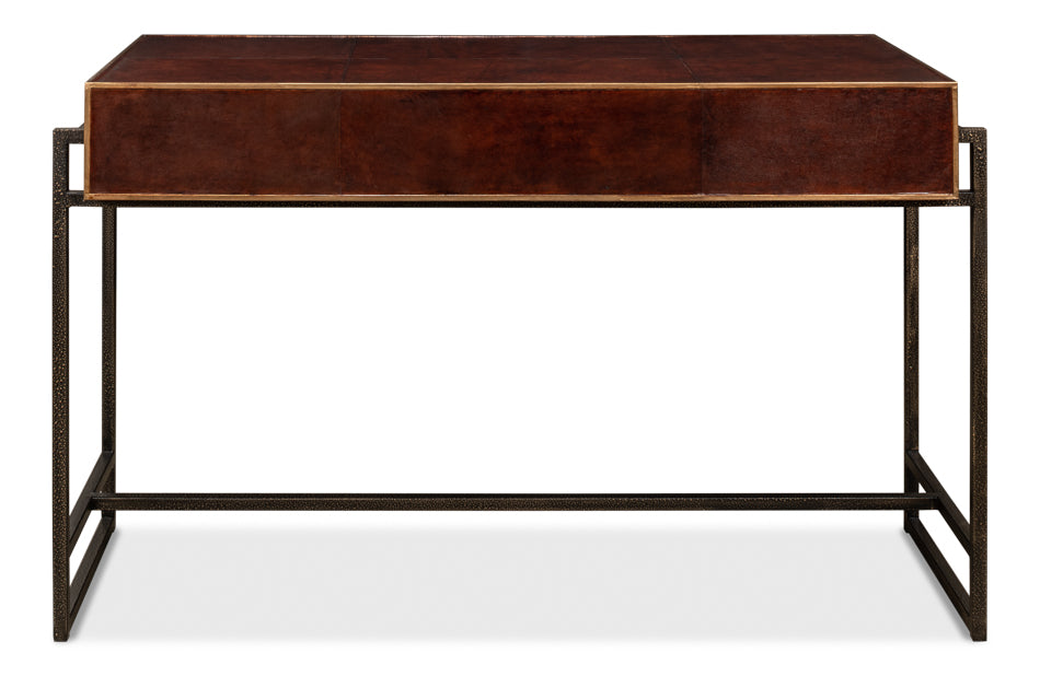 Old Brown Leather Desk by Sarreid Ltd - view 8