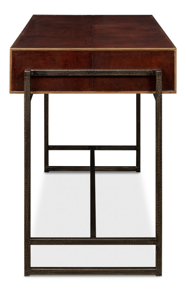 Old Brown Leather Desk by Sarreid Ltd - view 9