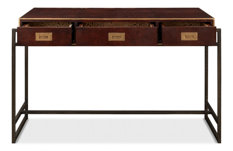 Old Brown Leather Desk by Sarreid Ltd - view 3