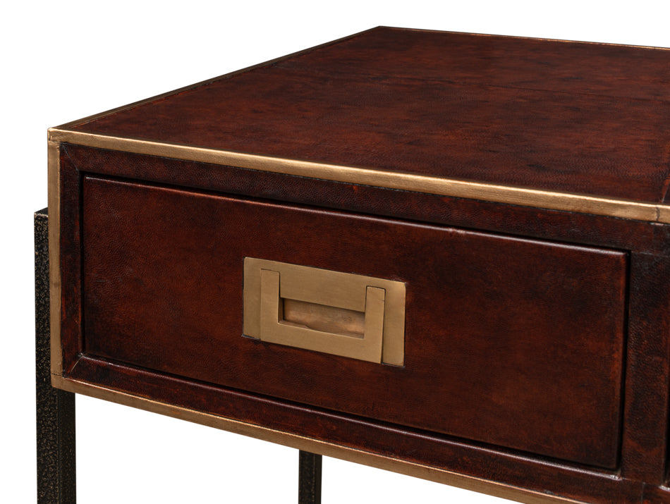 Old Brown Leather Desk by Sarreid Ltd - view 5