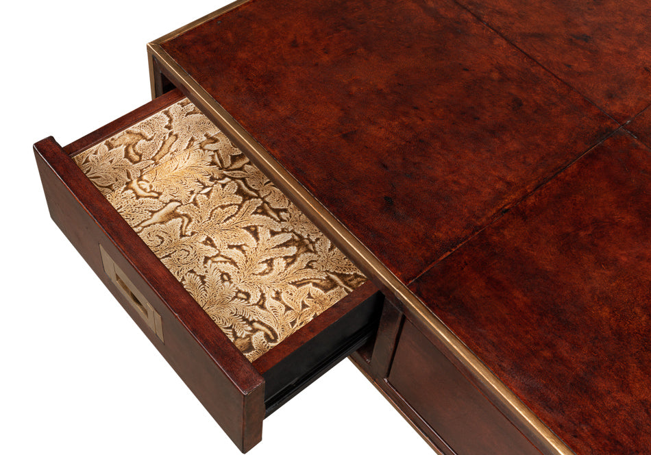 Old Brown Leather Desk by Sarreid Ltd - view 7
