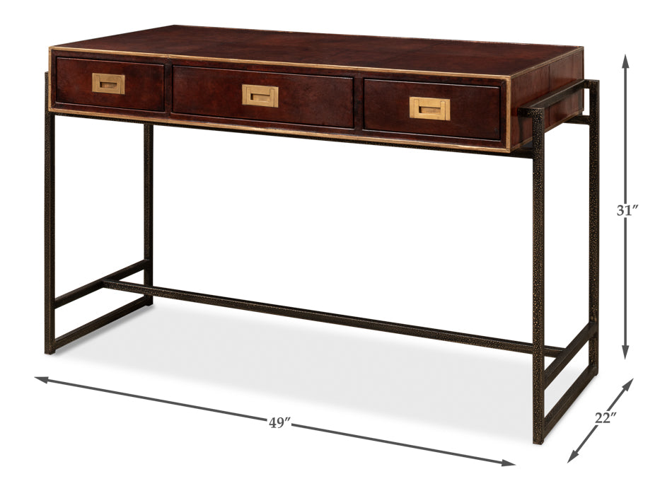 Old Brown Leather Desk by Sarreid Ltd - view 6