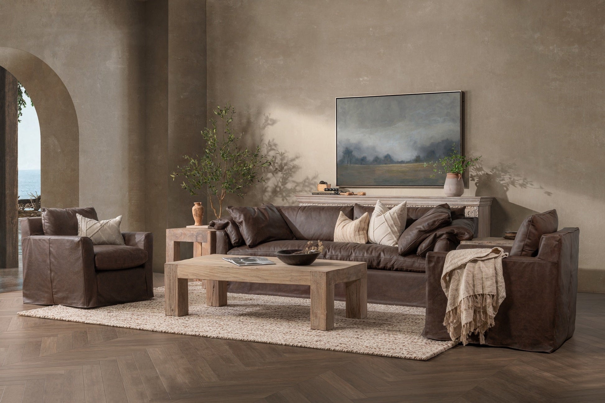 Cassiano Slip Cover Sofa - Harvest Bronze