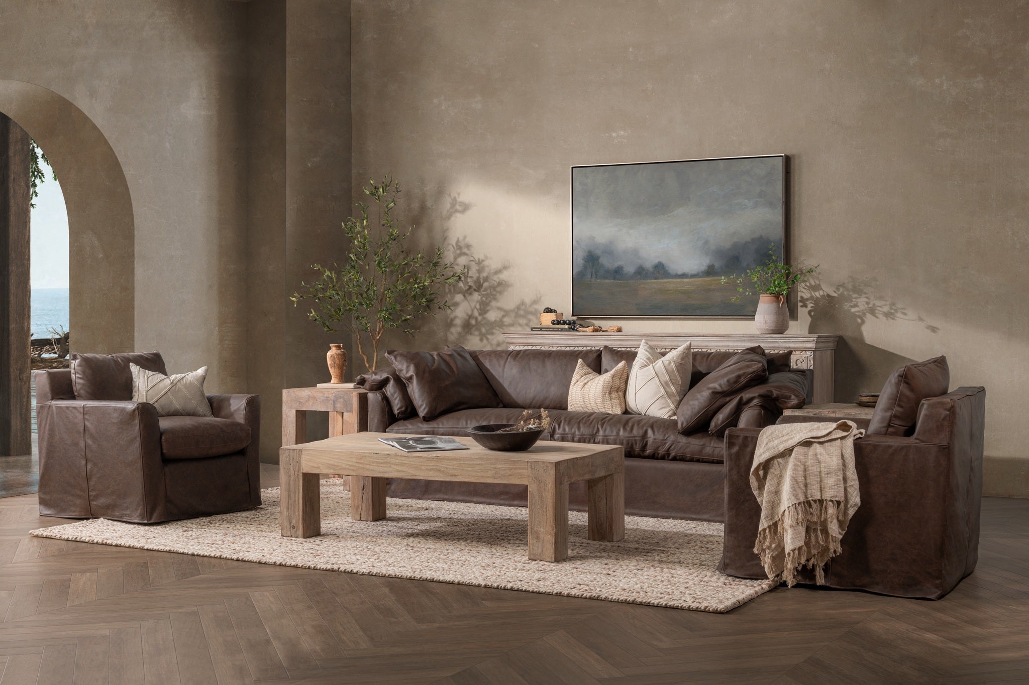 Cassiano Slip Cover Sofa - Harvest Bronze
