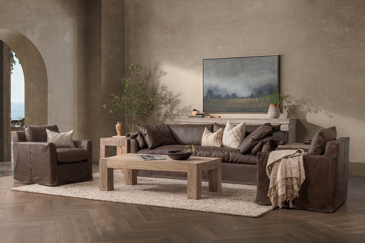 Cassiano Leather Slip Cover Sofa El Paso