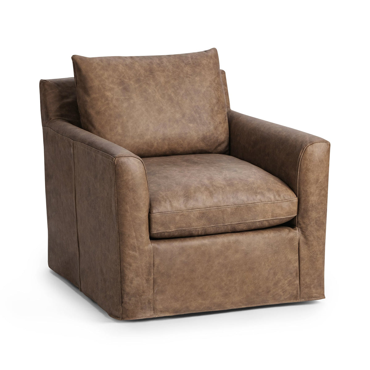 Cassiano Swivel Chair - Sand / Leather - Classic Home 5315SWEPSN
