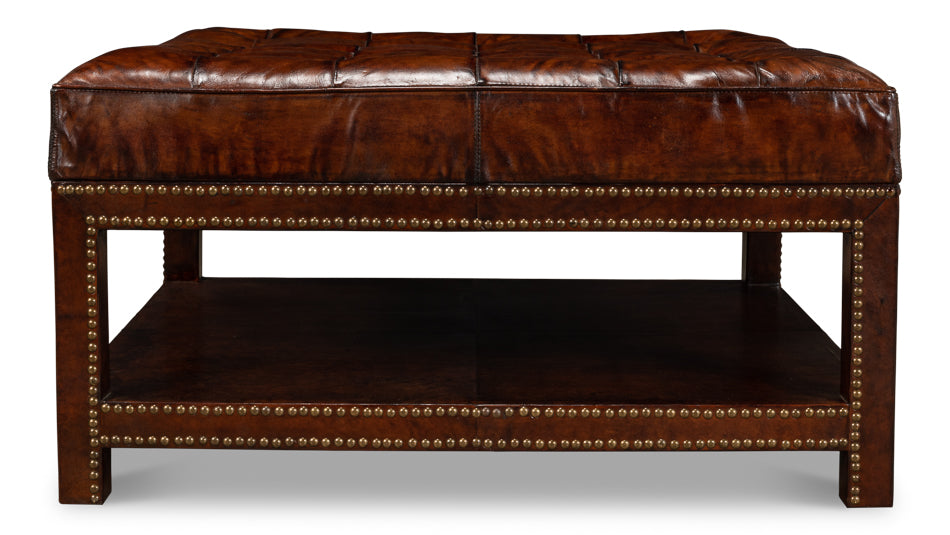 Vintage Tufted Ottoman by Sarreid Ltd - view 8