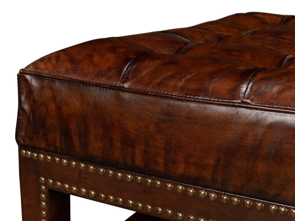 Vintage Tufted Ottoman by Sarreid Ltd - view 10