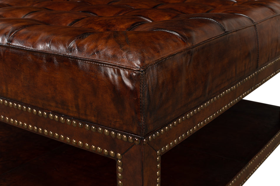 Vintage Tufted Ottoman by Sarreid Ltd - view 11