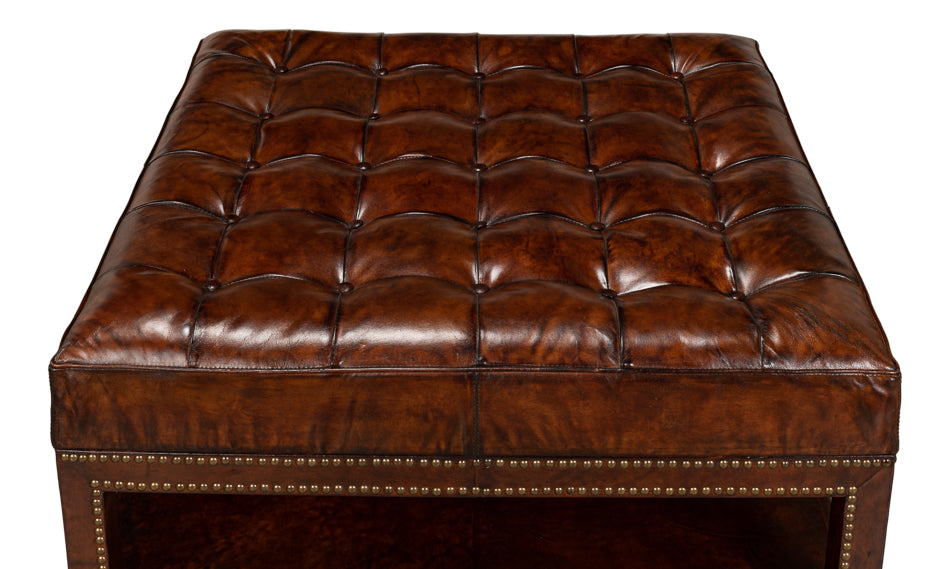 Vintage Tufted Ottoman by Sarreid Ltd - view 4