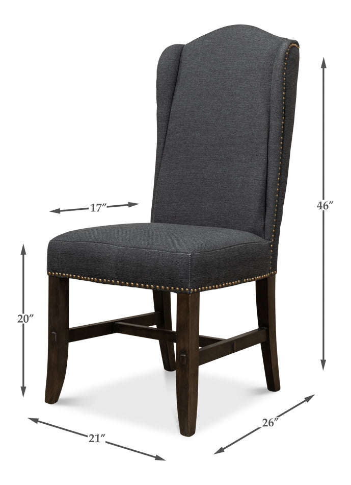 Black High Back Dining Chair by Sarreid Ltd - view 6
