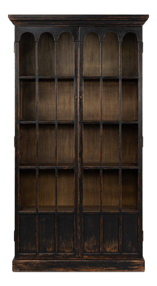 Edgar Allan Glass Bookcase Antique Black by Sarreid Ltd - view 2