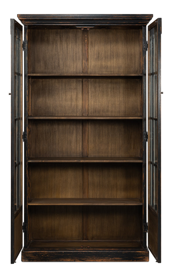 Edgar Allan Glass Bookcase Antique Black by Sarreid Ltd - view 3