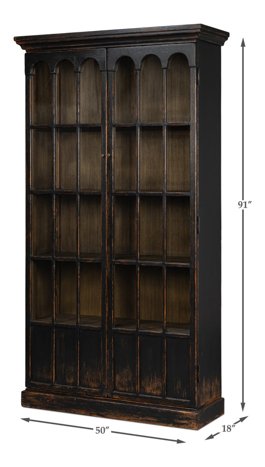 Edgar Allan Glass Bookcase Antique Black by Sarreid Ltd - view 7