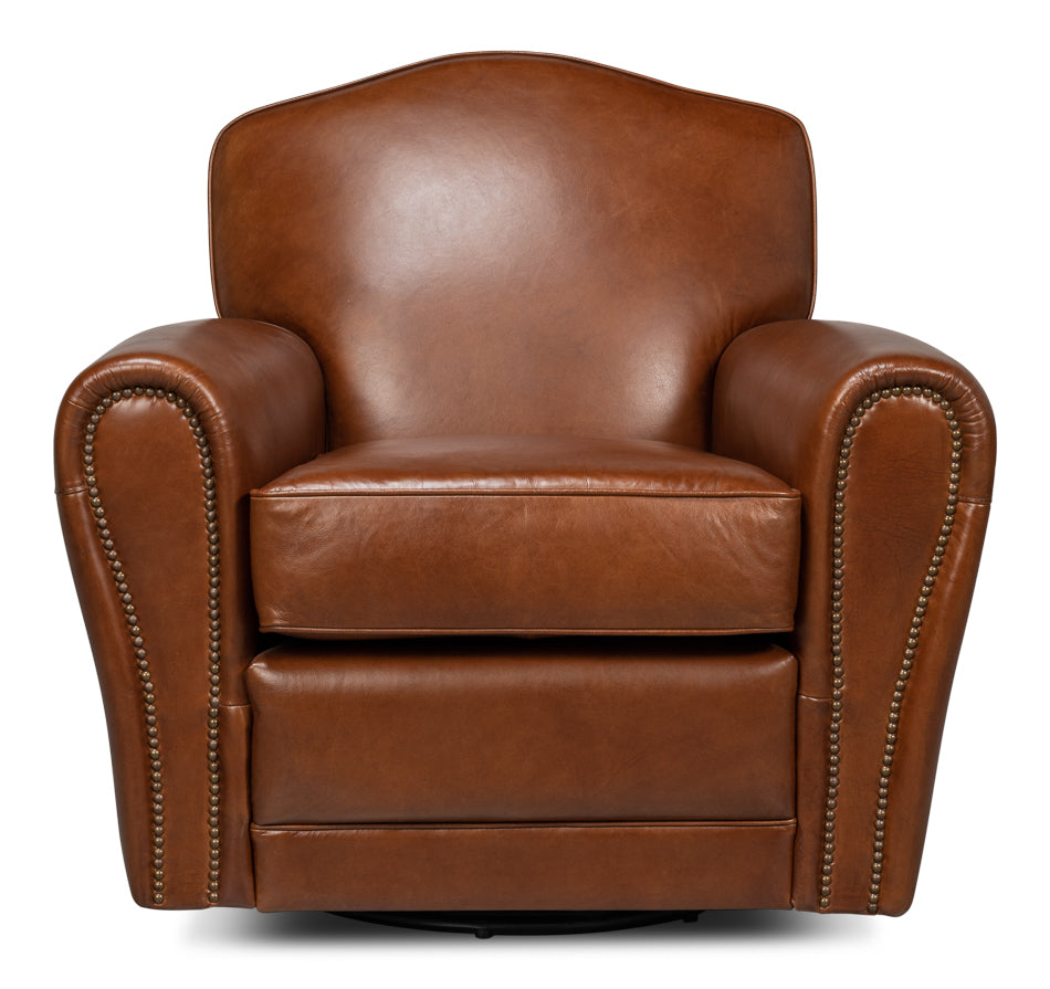 Elite French Club Swivel Chair by Sarreid Ltd - view 2