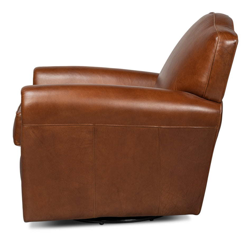 Elite French Club Swivel Chair by Sarreid Ltd - view 3