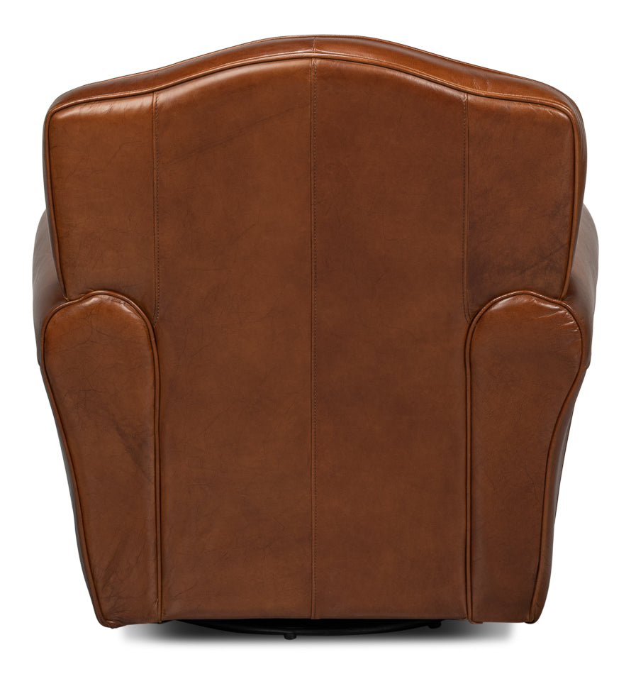 Elite French Club Swivel Chair by Sarreid Ltd - view 4