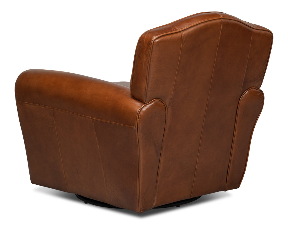 Elite French Club Swivel Chair by Sarreid Ltd - view 5