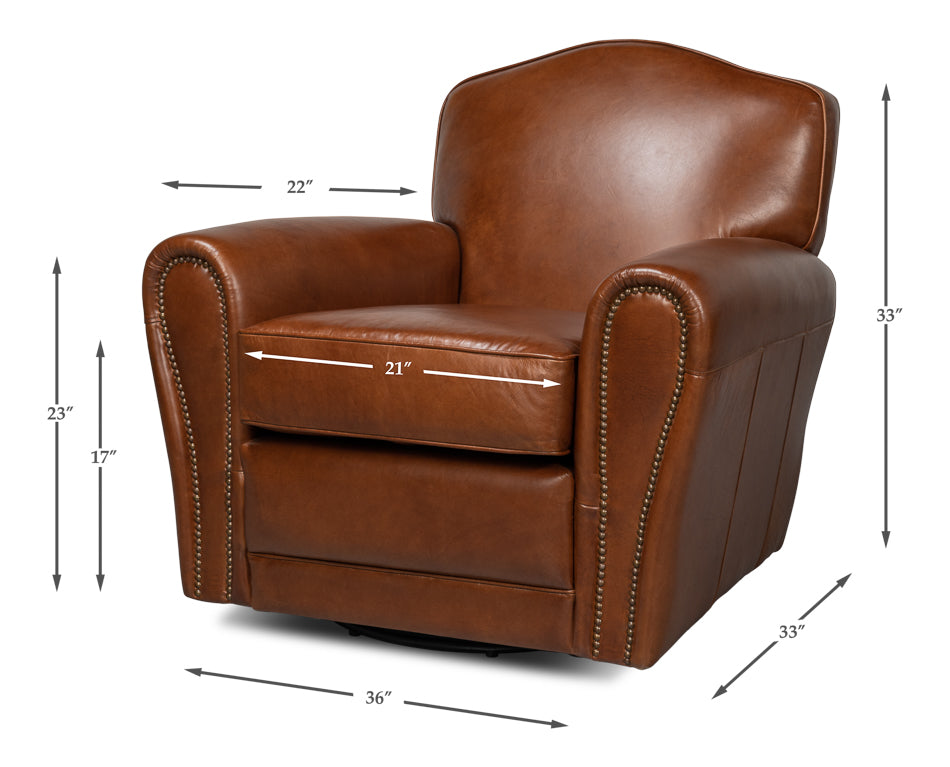 Elite French Club Swivel Chair by Sarreid Ltd - view 6