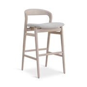 Modern Brazilian Velma Bar Stool Bouclé Crafted Glaze Seat - Nevoa Frame by Urbia - product view