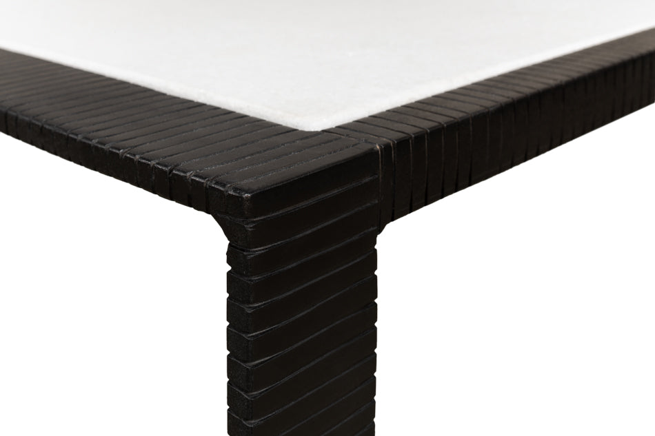 Ridged Iron Rectangular Coffee Table by Sarreid Ltd - view 9