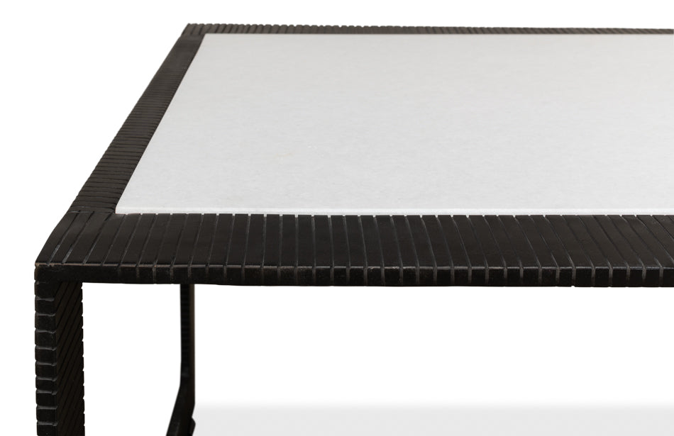 Ridged Iron Rectangular Coffee Table by Sarreid Ltd - view 10