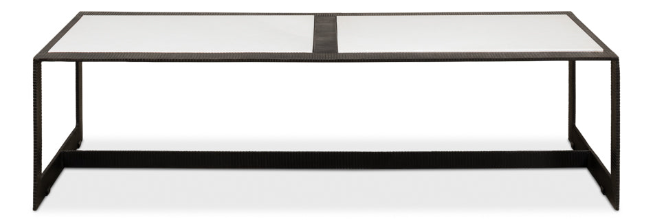 Ridged Iron Rectangular Coffee Table by Sarreid Ltd - view 2