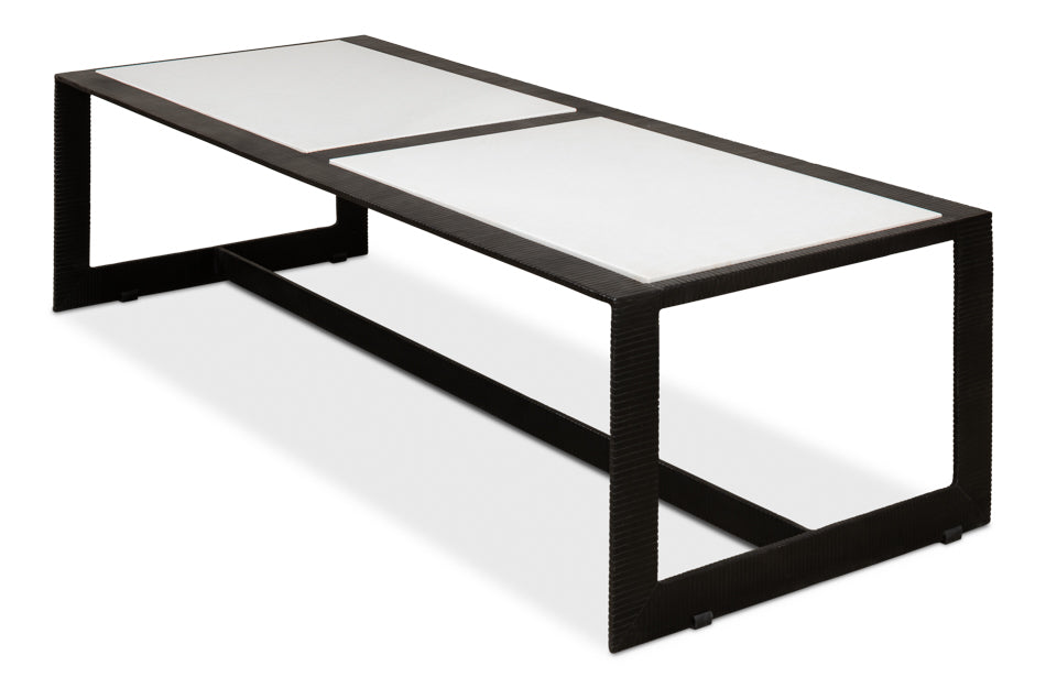 Ridged Iron Rectangular Coffee Table by Sarreid Ltd - view 3
