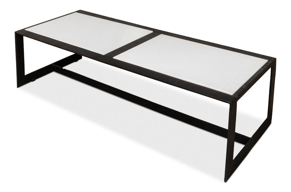 Ridged Iron Rectangular Coffee Table by Sarreid Ltd - view 4